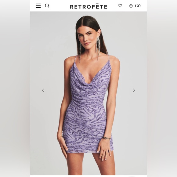 Retrofete Dresses & Skirts - Retrofete gorgeous purple shimmer, strappy sheath, short.  Mich sequin dress.